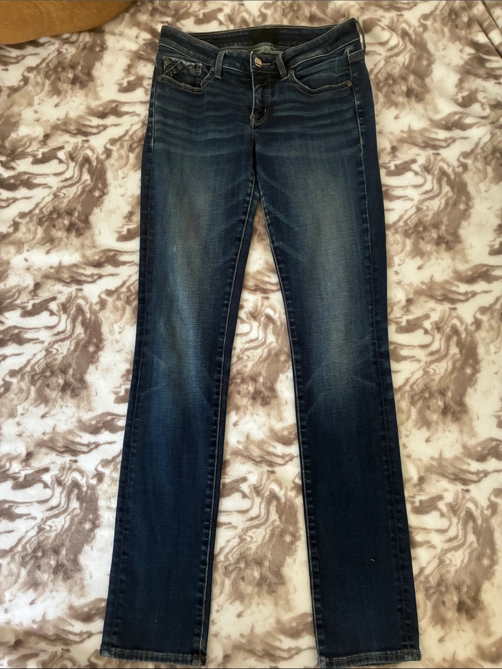 Buckle Dark Blue Straight Leg Jeans